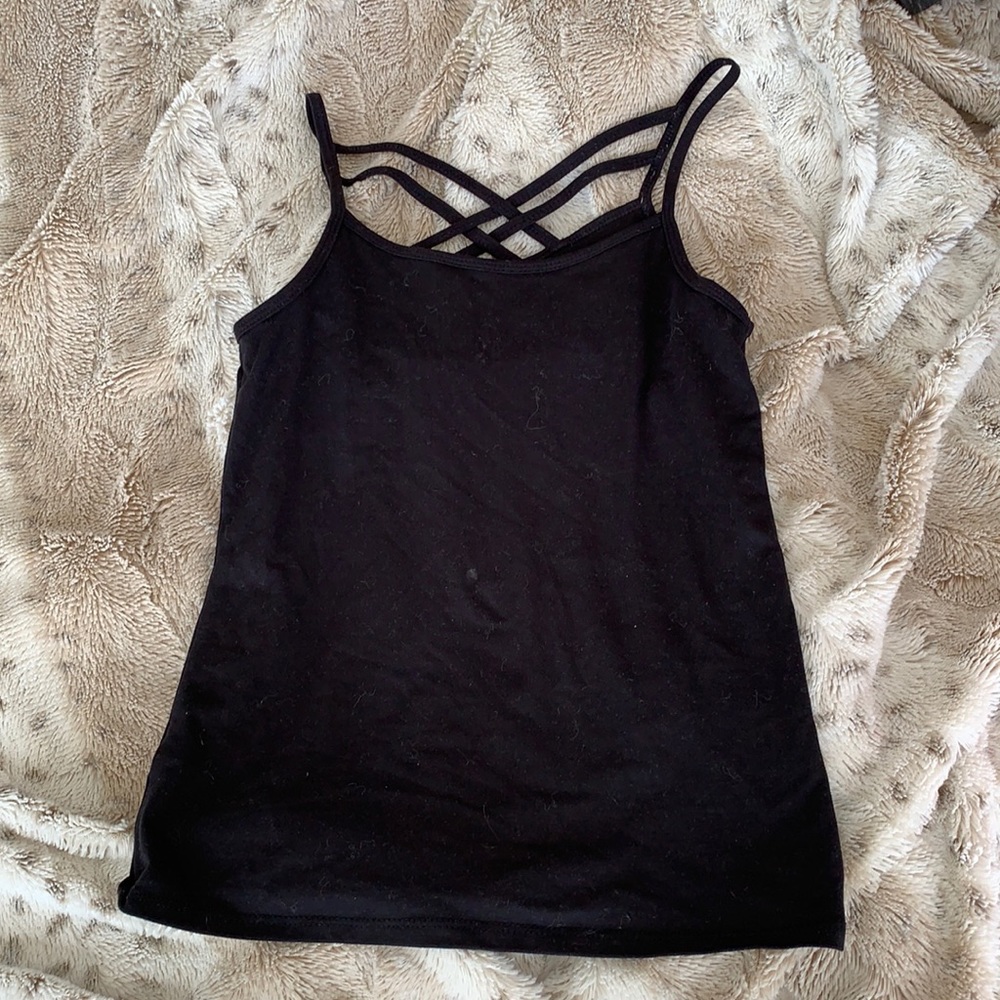 reversible black cross tank top